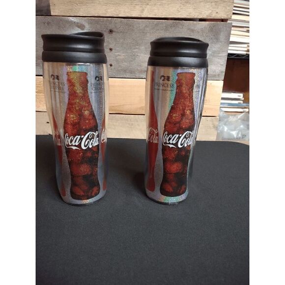 Set of 2 Coca Cola Princess Cruises Insulated 16 oz Tumblers with Lids - Picture 3 of 4